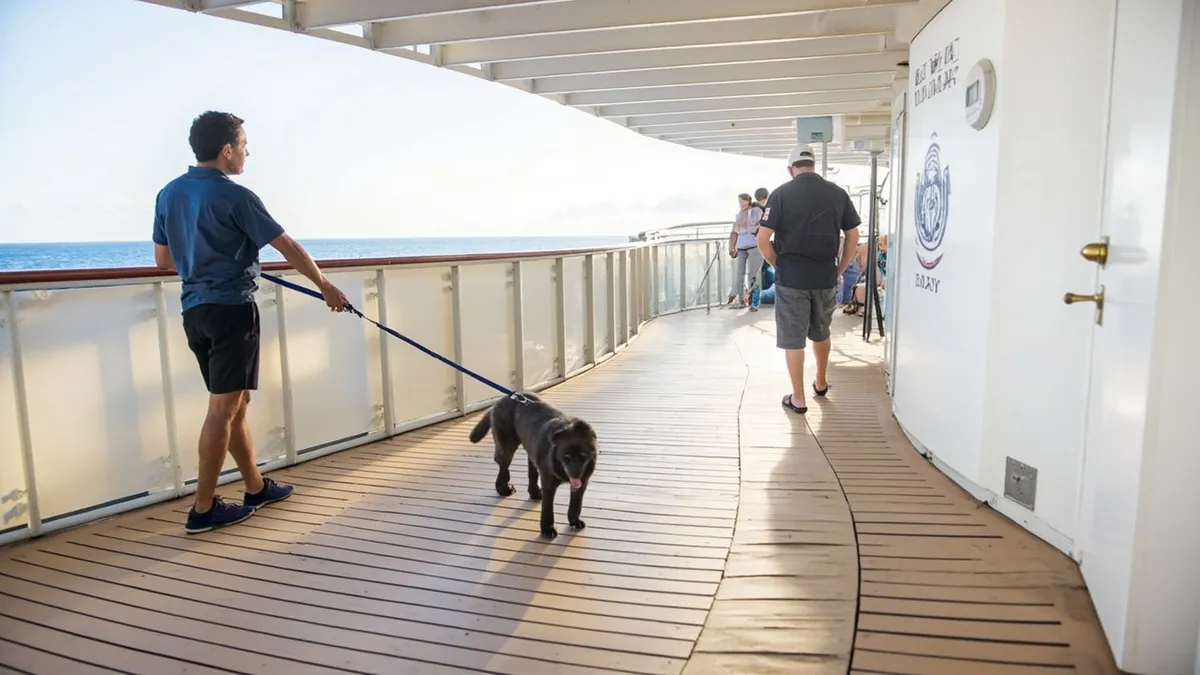 Dog and owner enjoying the walking deck area